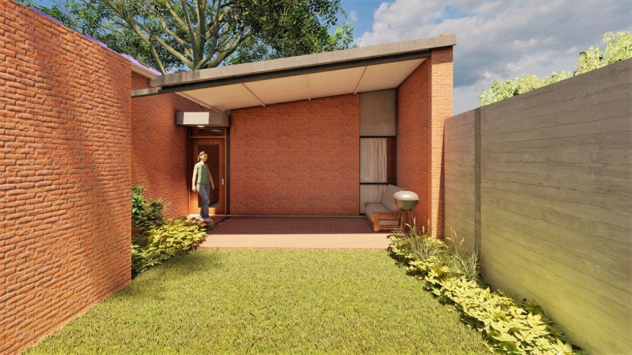 Render del estar y la cocina