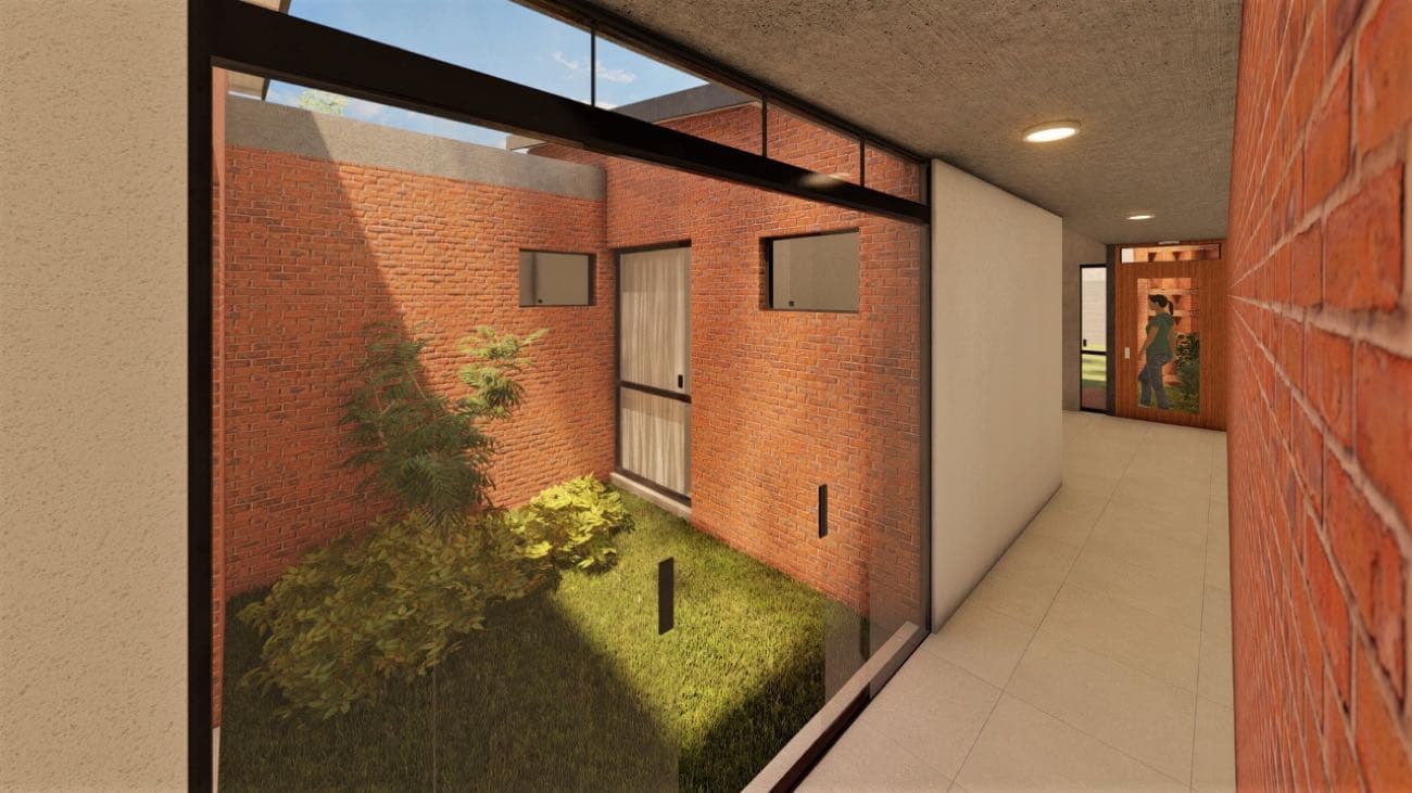 Render de la celosía de ladrillo